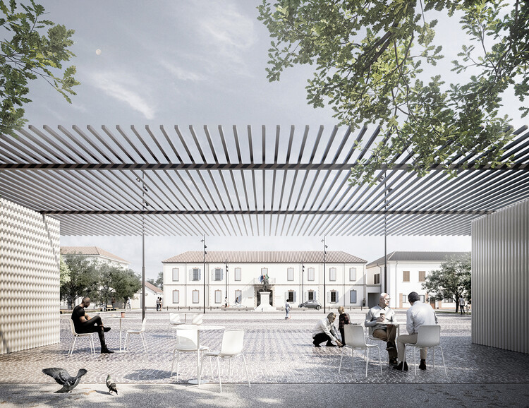 Tomas Ghisellini Architects создает окруженную лесом общественную площадь в Ливраге, Италия — Изображение 3 из 13