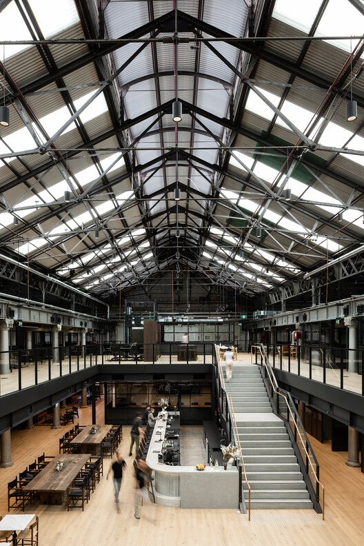 Локомотивная мастерская / Sissons Architecture - Фотография интерьера, балка, сталь, окна