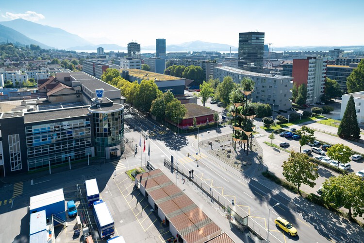 Установка Semiramis / Исследования Грамазио Колера + ETH Zürich + Müller Illien Landschaftsarchitekten + Timbatec Timber Construction Engineers Швейцария + Urban Assets Zug AG - Экстерьерная фотография, окна, городской пейзаж