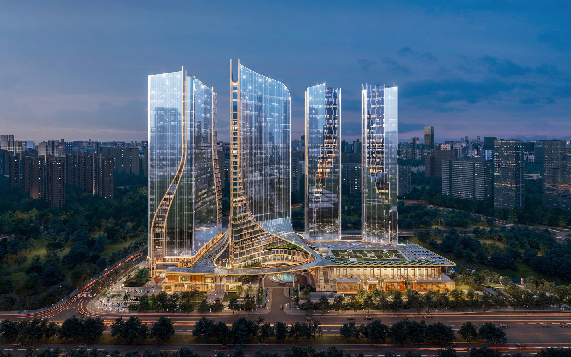 UNStudio представляет проект многофункционального комплекса в районе Олимпийского спортивного центра Ханчжоу в Китае