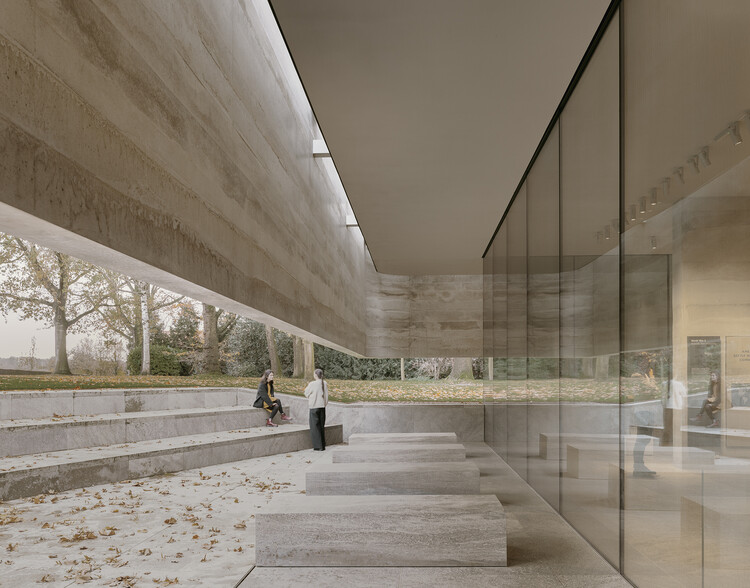 Центр для посетителей Американского кладбища Нидерландов / KAAN Architecten - Фотография интерьера, лестницы, фасада