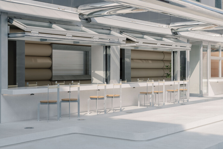 Pang Mei Noodle Bar/Office AIO - Фотография интерьера, фасад, стул, балка