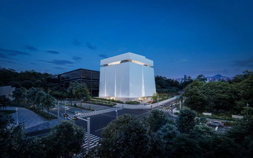 Ночной вид на открытое художественное хранилище Сорипул от Herzog & de Meuron