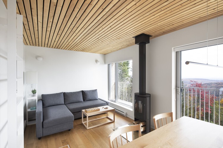 Peace Residence / Quinzhee Architecture — Фотография интерьера, гостиная, дерево, освещение, стул, стекло