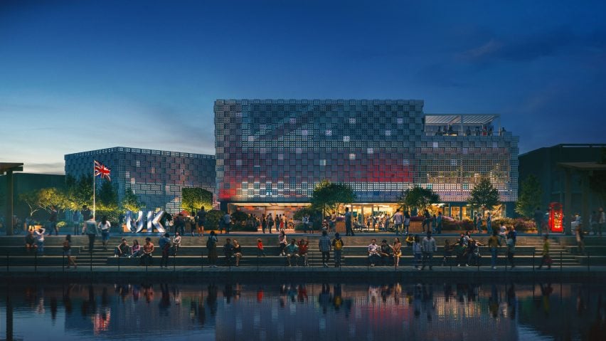 Обновленный внешний вид павильона Великобритании от Woo Architects для выставки 2025 года. 
