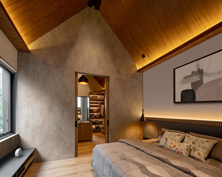 Vvvhisper House / Atelier Bertiga - Интерьерная фотография, спальня, дерево, кровать, освещение