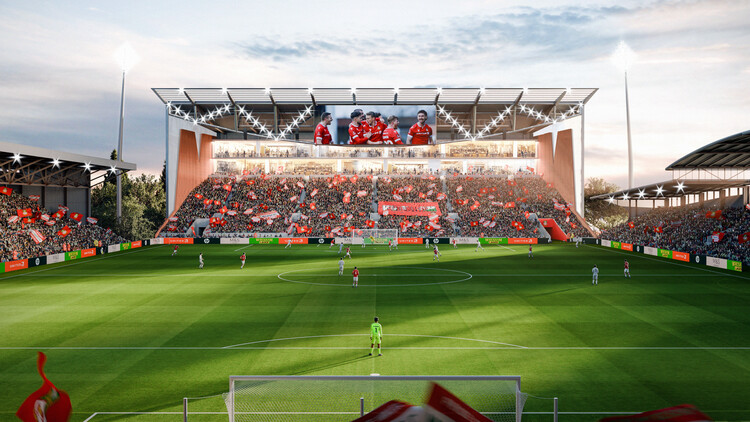 Прогуродные дизайны NewRexham стадион стадион AFC Stadium Stadium с фирменной кирпичной образец - изображение 6 из 6