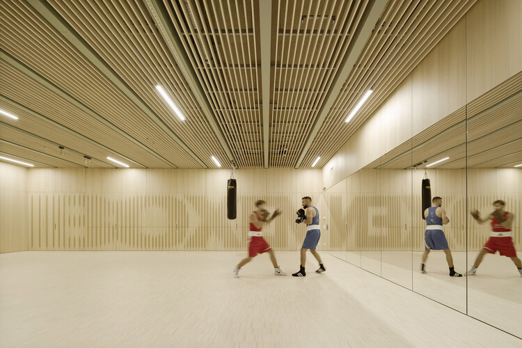 Спортивный зал Wangen / Steimle Architekten - Интерьерная фотография, дерево