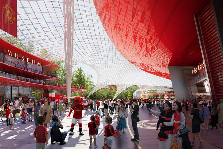 Foster + Partners представляет дизайн стадиона New Manchester United в переосмысленном районе Олд Траффорд - изображение 16 из 19
