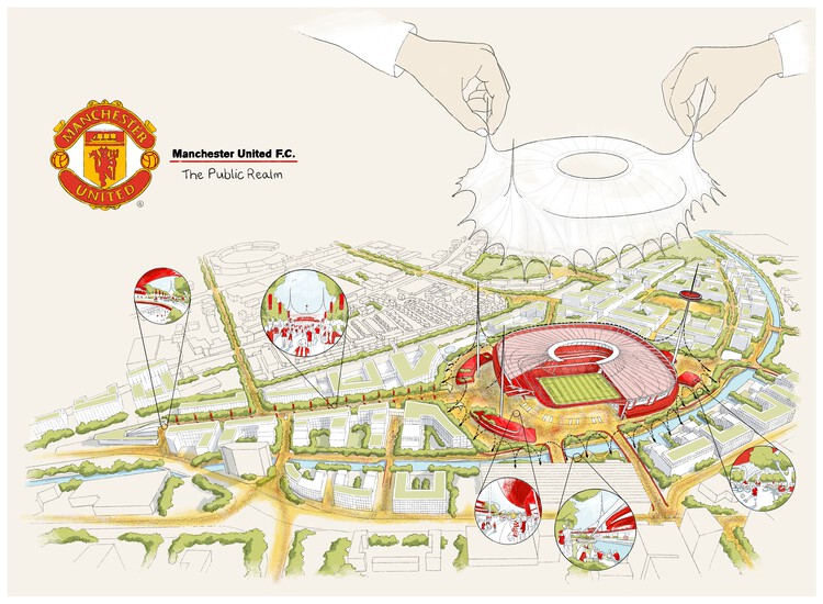 Foster + Partners представляет дизайн стадиона New Manchester United в переосмысленном районе Олд Траффорд - изображение 12 из 19