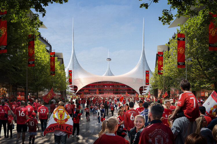 Foster + Partners представляет дизайн стадиона New Manchester United в переосмысленном районе Олд Траффорд - изображение 14 из 19
