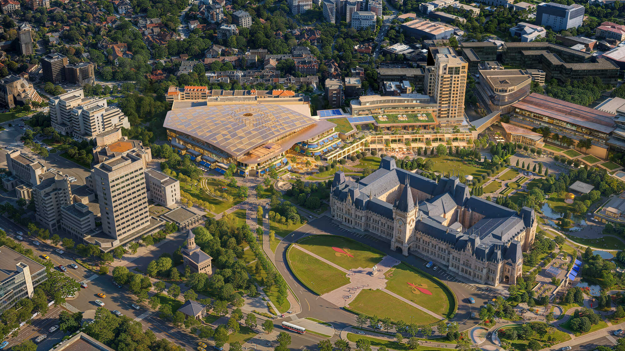 Foster + Partners раскрывает Masterplan и торговый центр для зоны дворца культуры в Румынии.