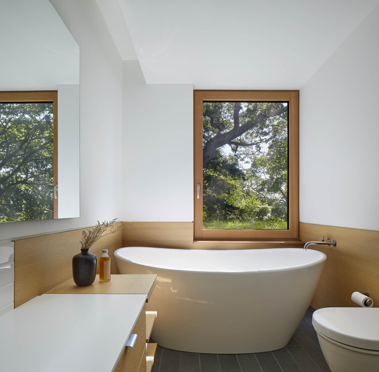 Дом в High Park / Ian Macdonald Architect Inc. - Интерьерная фотография, ванная комната, дерево, ванна, раковина, стекло