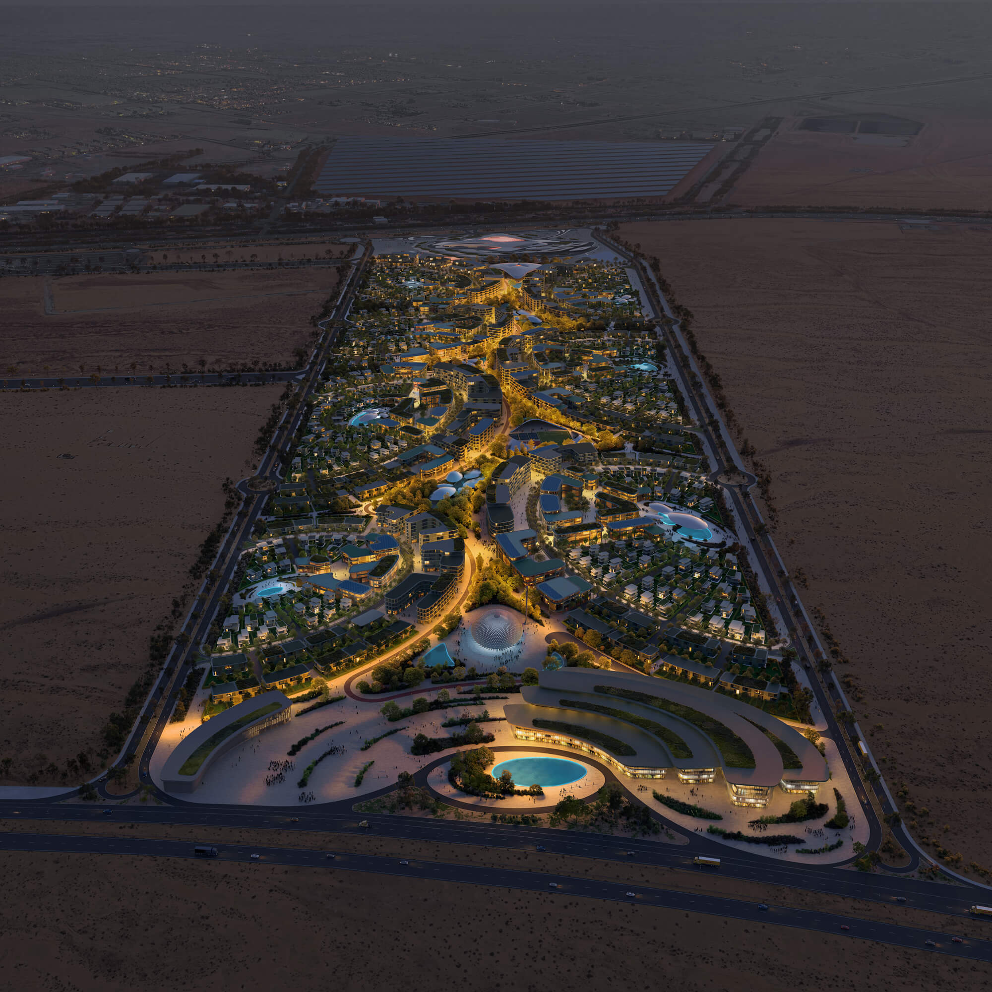 Zaha Hadid Architects Designs Gasteral Plan для Sharjah с двухкилометровым центральным оазисом