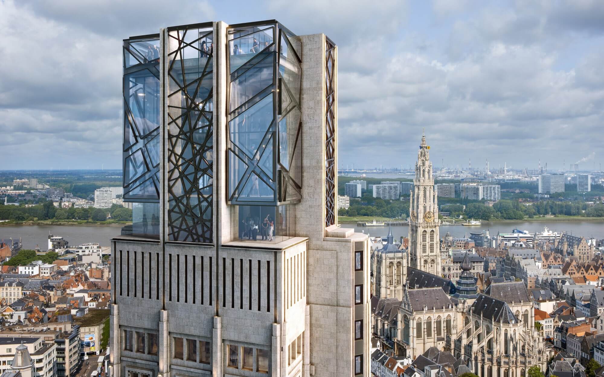 Studio Libeskind раскрывает новые образы трансформации башни в ар -деко в Антверпене, Бельгия